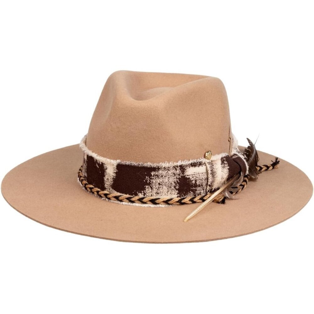 Unisex Ceramal Western With Feather & Band Detail Classic Fedora Cowboy Hat